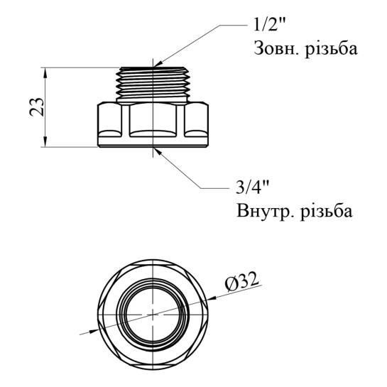 Додаткове фото - Перехід посилений LexLine 3/4"х1/2" ВЗ нікельований НК0603-Вн