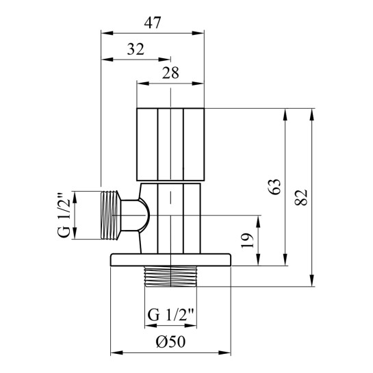 Додаткове фото - Кран приладовий для підключення Karro 1/2"х1/2" ЗЗ хромований KR-3121