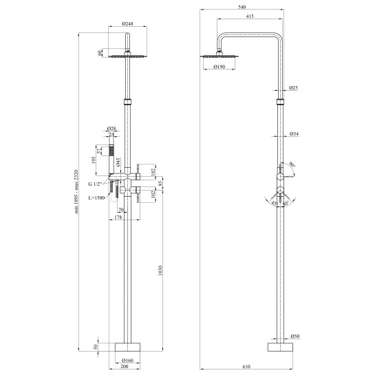 Додаткове фото - Душова колона вулична Kroner KRP Edelstahl Klassisch - ESG080