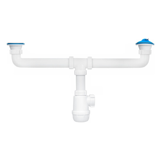 Сифони для кухонних мийок Сифон подвійний для кухонної мийки ANIplast 1 1/2''х40 мм з різьбовими випусками A3000VEU
