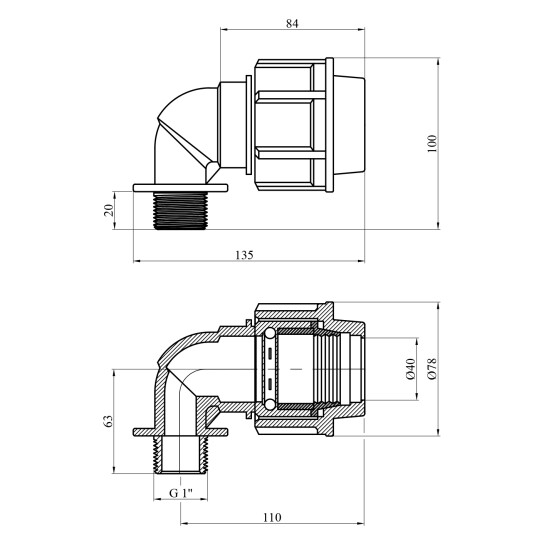 Додаткове фото - Коліно ПЕ STR 40х1" РЗ