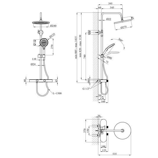 Додаткове фото - Душова система Kroner KRP Makon - GRP0637