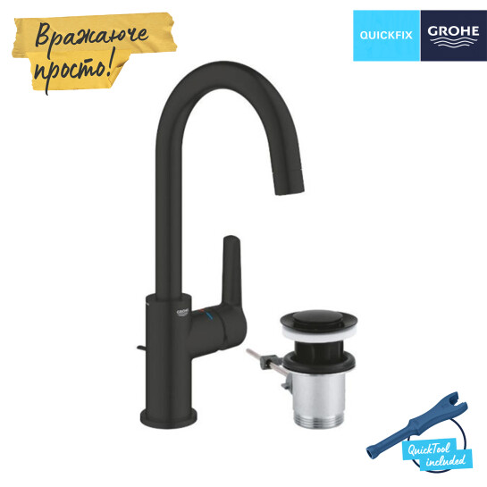 Додаткове фото - Змішувач для раковини Grohe QuickFix Start L-Size 242032432 з донним клапаном
