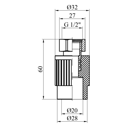 Додаткове фото - Муфта з накидною гайкою PPR GrandiTherm 20х1/2"