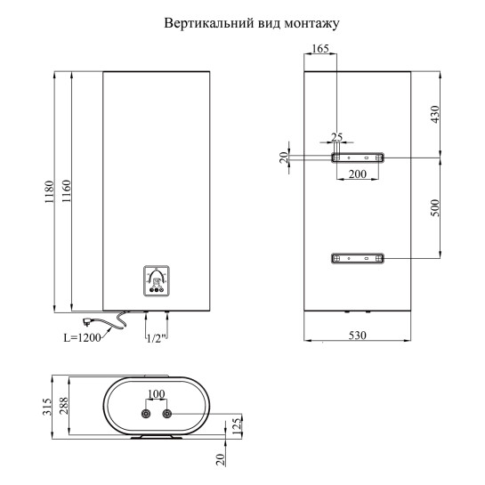 Додаткове фото - Водонагрівач Kroner Flacher K100F2-D з сухим ТЕНом