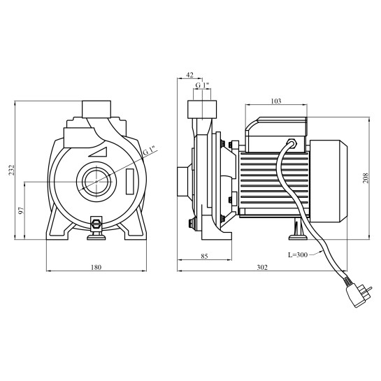 Додаткове фото - Насос поверхневий відцентровий Agua CPM 158 Нmax 32 м Qmax 100 л/хв P 1100 Вт корпус чавун