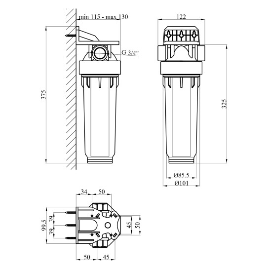 Додаткове фото - Фільтр-колба Atlas Filltri DP 10 Mono 3/4" OT TS Complete Housing