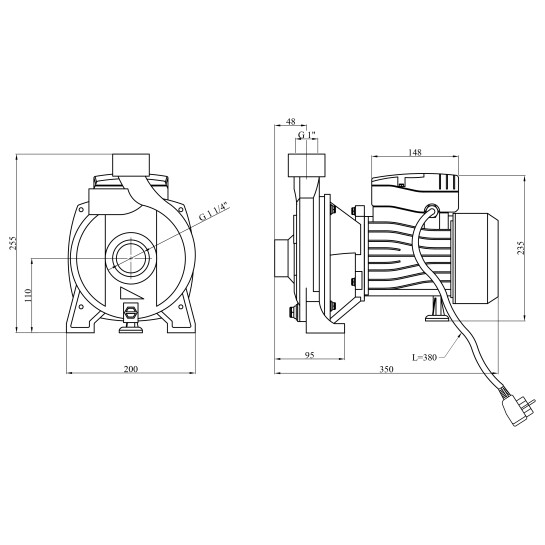 Додаткове фото - Насос поверхневий відцентровий Agua CPM 180 Нmax 36 м Qmax 120 л/хв P 1500 Вт корпус чавун
