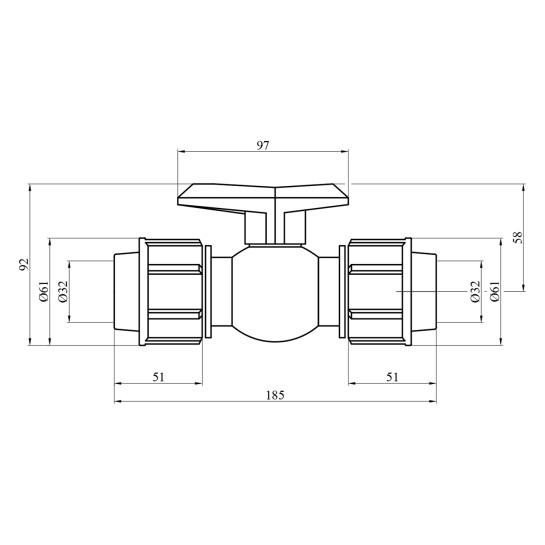 Додаткове фото - Кран ПЕ SantehPlast 32 мм