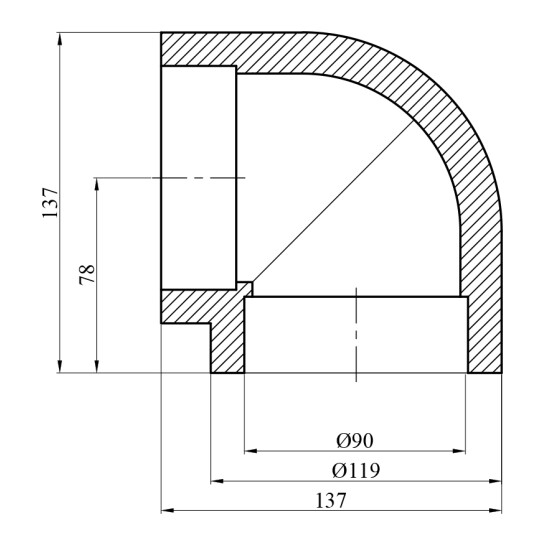 Додаткове фото - Коліно 90° PPR GrandiTherm 90 мм