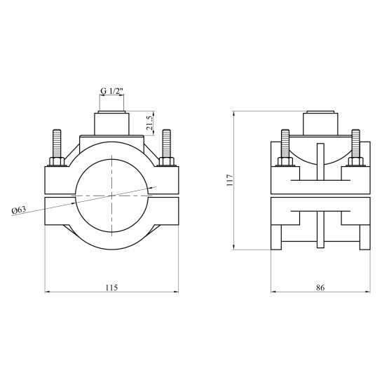 Додаткове фото - Врізка ПЕ STR 63х1/2"