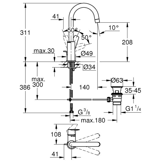 Додаткове фото - Змішувач для раковини Grohe QuickFix StartEdge L-Size 24201001