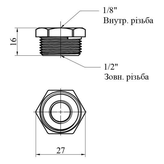 Додаткове фото - Футорка під датчик температури LexLine 1/2"хМ10 ВЗ нікельована НК0700-Вн