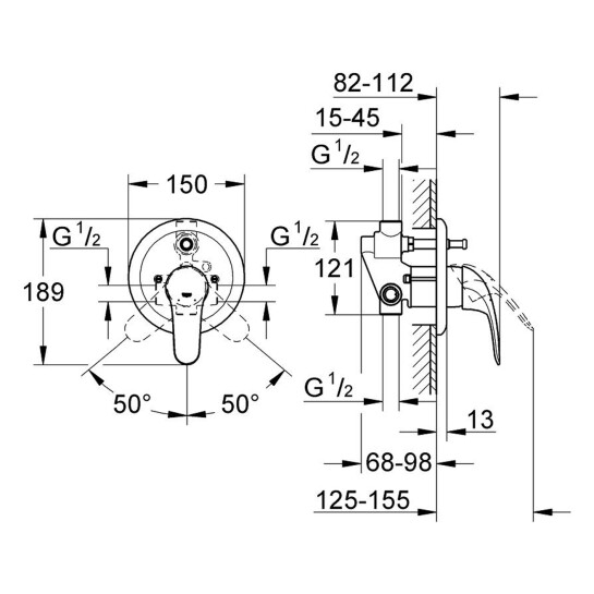 Додаткове фото - Змішувач прихованого монтажу для ванни Grohe Euroeco 32747000