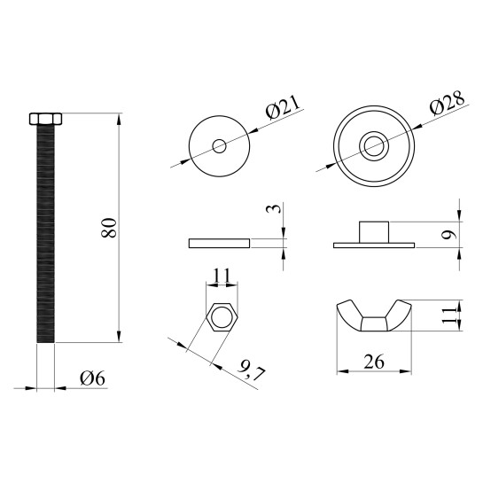 Додаткове фото - Кріплення бачка до унітаза Direct 80 мм (нержавіюча сталь/пластик)