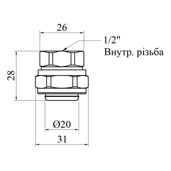 Додаткове фото - Муфта металопластикова STA (DN) 20х1/2" РВ нікельована