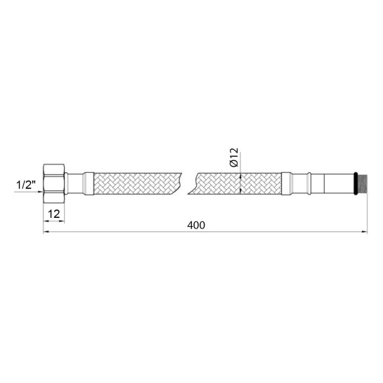 Додаткове фото - Гнучка підводка для підключення змішувача Kroner KRP 1/2"хМ10 ВЗ 40 см в обплетенні з нержавіючої сталі (пара)