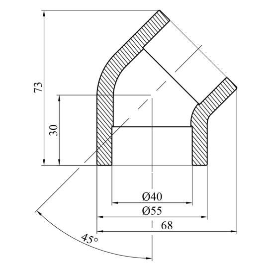 Додаткове фото - Коліно 45° PPR GrandiTherm 40 мм