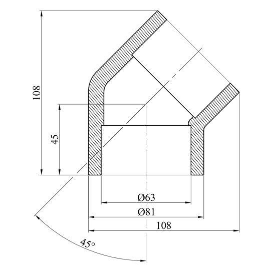 Додаткове фото - Коліно 45° PPR GrandiTherm 63 мм
