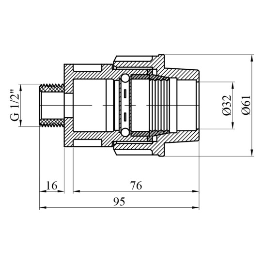 Додаткове фото - Муфта ПЕ SantehPlast 32x1/2" РЗ