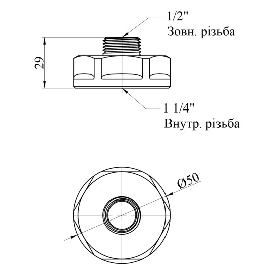 Додаткове фото - Перехід посилений LexLine 1 1/4"х1/2" ВЗ нікельований НК0610-Вн