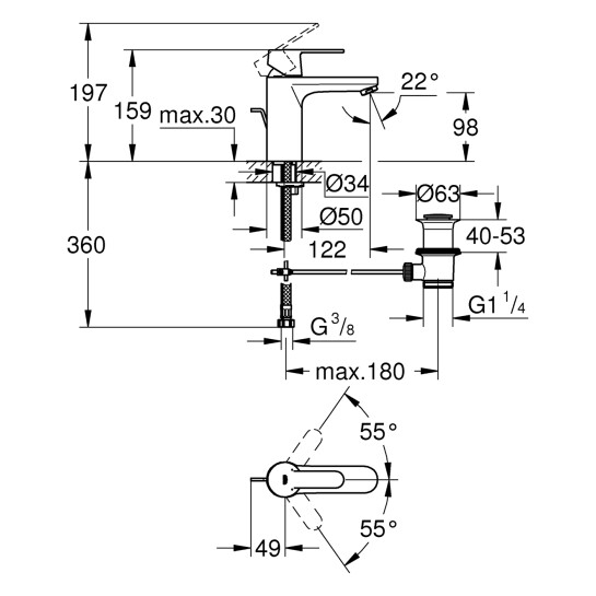 Додаткове фото - Змішувач для раковини Grohe QuickFix Get M-Size 23454000