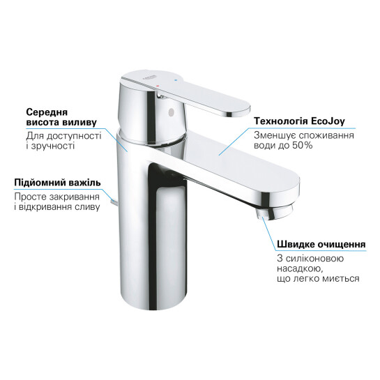 Додаткове фото - Змішувач для раковини Grohe QuickFix Get M-Size 23454000