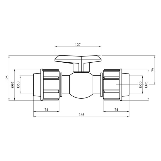 Додаткове фото - Кран ПЕ SantehPlast 50 мм
