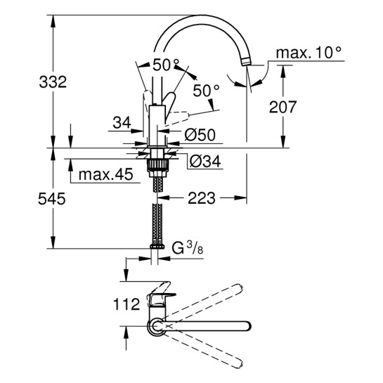 Додаткове фото - Змішувач для кухні Grohe StartCurve 31554001