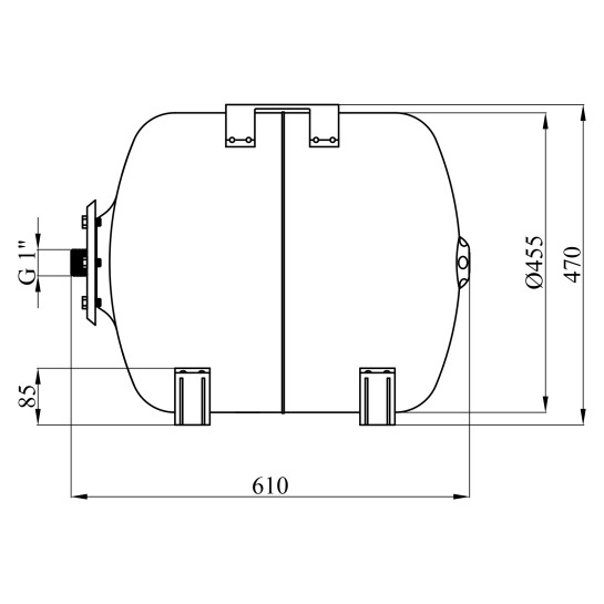 Додаткове фото - Гідроакумулятор горизонтальний Forwater 80 л з нержавіючої сталі