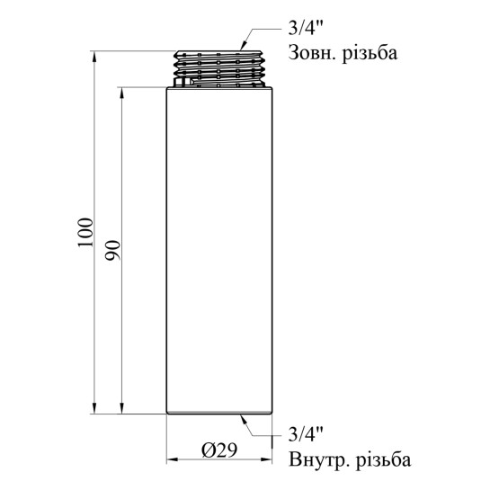 Додаткове фото - Подовжувач Karro 3/4" ВЗ, L=90 мм хромований KR-3209
