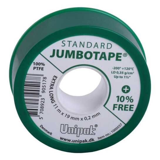 Фіксатори та ущільнювачі різьбових з'єднань Фум стрічка Jumbotape Professional (16,5m x 19mm x 0,2mm) + 10%, щільність 0,6 g/cm³