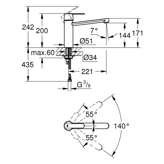 Додаткове фото - Змішувач для кухні Grohe QuickFix Get 30196000