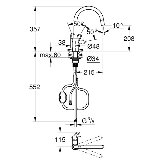 Додаткове фото - Змішувач для кухні Grohe Start Flow 30569000