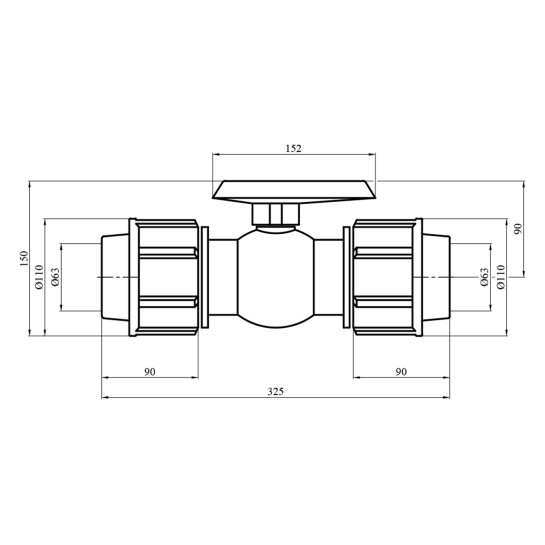 Додаткове фото - Кран ПЕ SantehPlast 63 мм