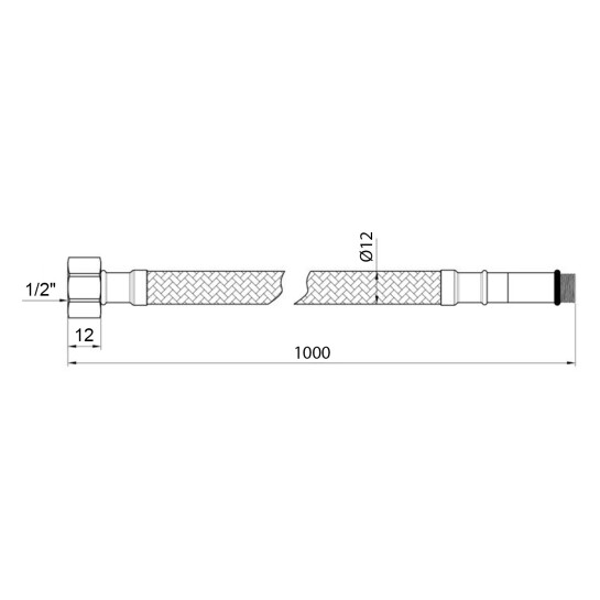 Додаткове фото - Гнучка підводка для підключення змішувача Kroner KRP 1/2"хМ10 ВЗ 100 см в обплетенні з нержавіючої сталі (пара)