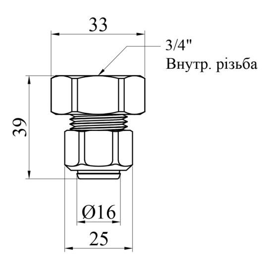 Додаткове фото - Муфта металопластикова Karro 16х3/4" РВ нікельована KR-0521
