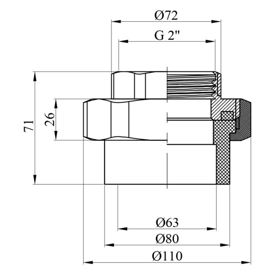 Додаткове фото - Американка PPR GrandiTherm 63х2" РВ