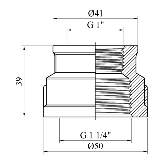 Додаткове фото - Муфта перехідна Karro 1 1/4"х1" ВВ нікельована