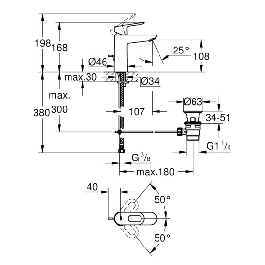 Додаткове фото - Змішувач для раковини Grohe BauLoop M-Size 23762000
