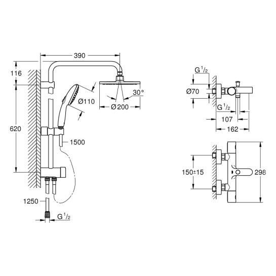 Додаткове фото - Змішувач термостатичний для ванни Grohe QuickFix Precision Get UA202907TR