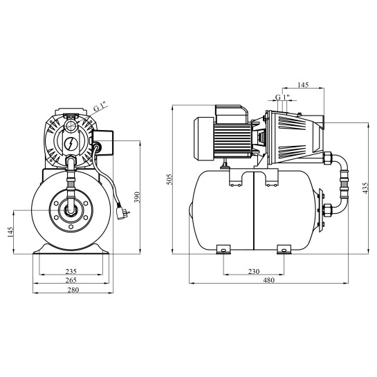 Додаткове фото - Насосна станція Agua AT JET 100L Нmax 50 м Qmax 52 л/хв P 1100 Вт корпус чавун