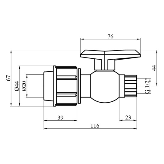 Додаткове фото - Кран ПЕ SantehPlast 20х1/2" РВ