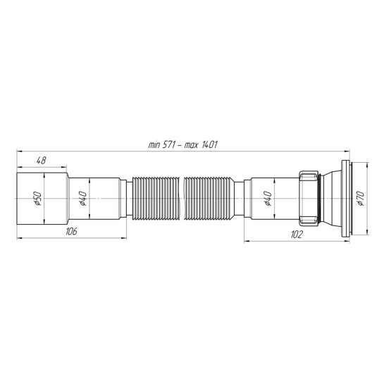 Додаткове фото - Гофра ANIplast 40/50 мм 840-1590 мм G116EU