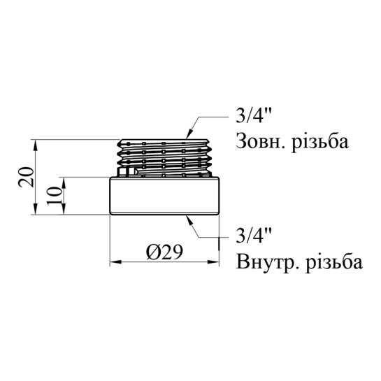 Додаткове фото - Подовжувач Karro 3/4" ВЗ, L=10 мм хромований KR-3209