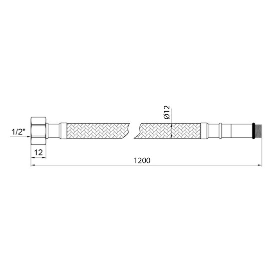 Додаткове фото - Гнучка підводка для підключення змішувача Kroner KRP 1/2"хМ10 ВЗ 120 см в обплетенні з нержавіючої сталі (пара)