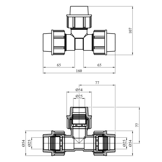 Додаткове фото - Трійник ПЕ SantehPlast 25 мм