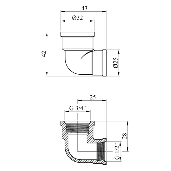 Додаткове фото - Кутник перехідний посилений LexLine 3/4"х1/2" ВВ нікельований НК0112-Вн