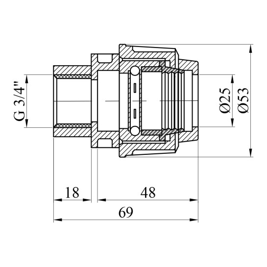 Додаткове фото - Муфта ПЕ SPT 25х3/4" РВ