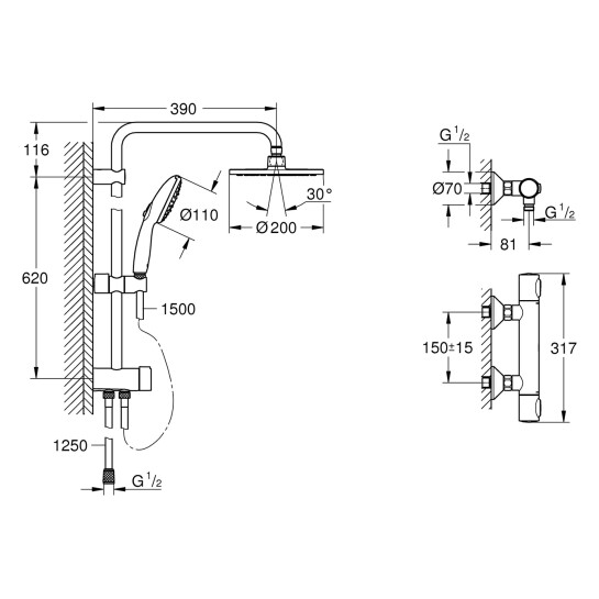 Додаткове фото - Змішувач термостатичний для душу Grohe QuickFix Precision Flow UA202908TR 